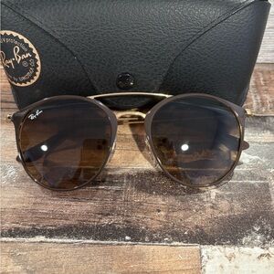 Ray-Ban Gold Frame Sunglasses with Brown Lenses